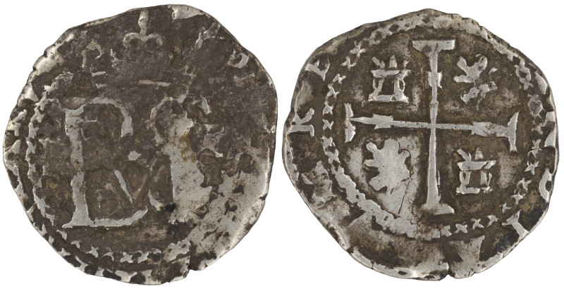 Moneda virreinal. Felipe II o III. ½ Real. Fecha no visible. Ensayador no visibl...