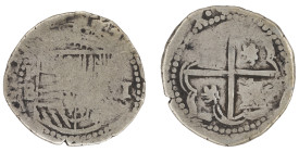 Moneda virreinal. Felipe II. 1 Real. B (Ballesteros). Potosí. Ag. 3,27 gr. Cal-242. BC-. Salida: 20