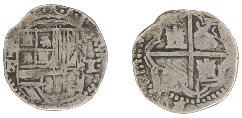 Moneda virreinal. Felipe II. 1 Real. B (Ballesteros). Potosí. Ag. 3,08 g. Cal-24...