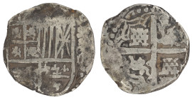 Moneda virreinal. Felipe III o IV. 4 Reales. Fecha no visible. Ensayador no visible. Potosí. Ag. 10,82 g. MBC-. Salida: 50