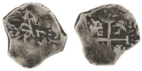 Moneda virreinal. Carlos II. ½ Real. 1674. Ensayador no visible. Potosí. Ag. 1,45 g. Cal-163. MBC-. Fecha parcialmente visible. Salida: 15
