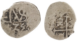 Moneda virreinal. Carlos II. ½ Real. 1675. Ensayador no visible. Potosí. Ag. 0,78 g. Cal-174. BC-. Fecha parcialmente visible. Salida: 10
