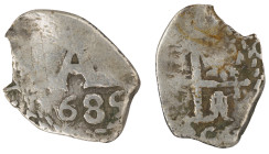 Moneda virreinal. Carlos II. ½ Real. 1689. VR (Pedro de Villar). Potosí. Ag. 1,10 g. Cal-178. MBC-. Fecha visible. Salida: 15