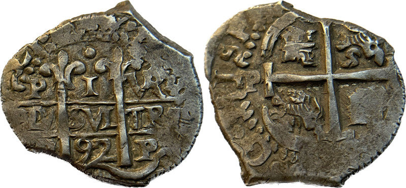 Moneda virreinal. Carlos II. 1 Real. 1692. VR (Pedro de Villar). Potosí. Ag. 3,5...