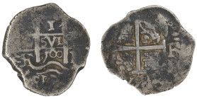 Moneda virreinal. Carlos II. 1 Real. 1700. E (Antonio de Ergueta). Potosí. Ag. 3,87 g. Cal-296. MBC. Fecha visible. Salida: 25