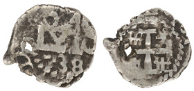 Moneda virreinal. Felipe V. ½ Real. 1738. M (Pedro Geronimo Manriquez de Guzman). Potosí. Ag. 1,22 g. Cal-599. BC+. Fecha visible. Perforada. Salida: ...