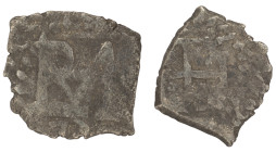 Moneda virreinal. Felipe V. ½ Real. 172?. Ensayador no visible. Potosí. Ag. 1,22 g. Cal-Tipo 82. BC. Salida: 1