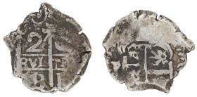 Moneda virreinal. Felipe V. 2 Reales. 1743. C (José Carnicer). Potosí. Ag. 6,44 g. Cal-930. MBC. Salida: 55