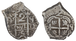 Moneda virreinal. Fernando VI. 2 Reales. 1750. q (Luis Aldave de Quintanilla). Potosí. Ag. 6,77 g. Cal-320. MBC+. Fecha, triple ensayador y triple mar...