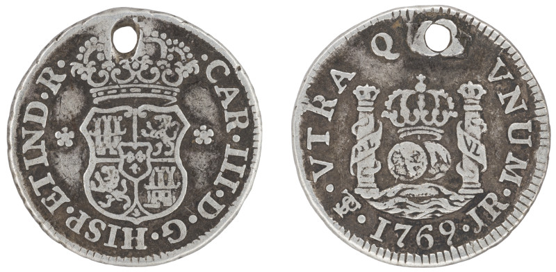 Moneda virreinal. Carlos III. ½ Real. 1769. J.R (José de Vargas y Flor y Raimund...