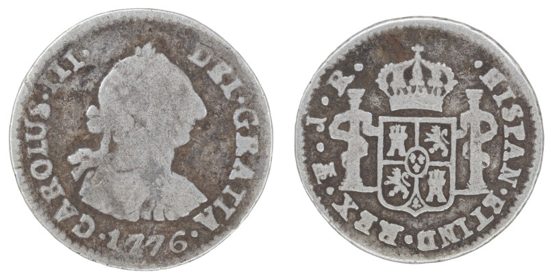 Moneda virreinal. Carlos III. ½ Real. 1776. J.R (José de Vargas y Flor y Raimund...