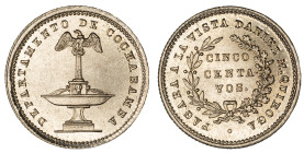 Moneda Privada. Bolivia. 5 Centavos. (-1876-). Potosí. Anv: PAGARÁ A LA VISTA DANIEL M. QUIROGA. CINCO CENTAVOS en 3 líneas dentro de una corona. // R...