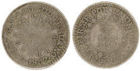 Moneda Republicana. Perú. ½ Real. 1837. B . CUZCO. Anv: ESTADO SUD PERUANO · CUZCO · 1837. Sol radiante. // Rev: FIRME POR LA UNION. FEDERAC · B . Ag....