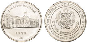 Moneda Republicana. Perú. 1.000 Soles de Oro. 1979. LIMA. Anv: Escudo de Perú. BANCO CENTRAL DE RESERVA DEL Perú. UN MIL SOLES DE ORO. // Rev: Edifici...