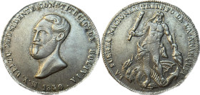 Medalla. Bolivia. Medalla. 1850. Anv: BELZU PRESIDENTE CONSTITUCIO. DE BOLIVIA. Busto a izquierda. // Rev: LA FUERZA NACIONAL TRIUNFO DE LA ANARQUIA. ...