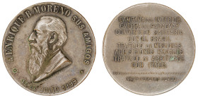 Medalla. Argentina. 1899. Anv: A ENRIQUE B. MORENO SUS AMIGOS / 14 DE JULIO DE 1899. Busto de Enrique, firma, BELLAGAMBA Y ROSSI. // Rev: CAMPAÑA DEL ...