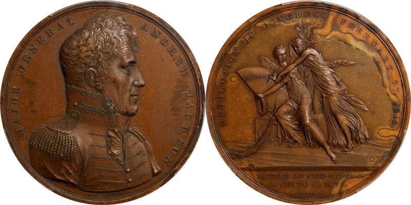"1815" Major General Andrew Jackson / Battle of New Orleans Medal. Julian MI-15....