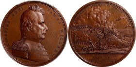"1814" Brigadier General James Miller Medal. Original Dies. Julian MI-17. Bronzed Copper. Specimen-65 (PCGS).
65 mm.
From our March 2020 Auction, lo...