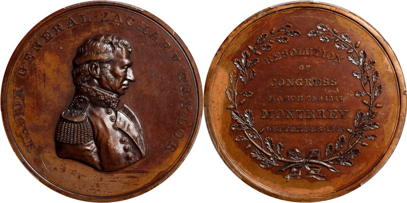 "1847" Major General Zachary Taylor Medal. Julian MI-23. Bronze. Specimen. Unc D...