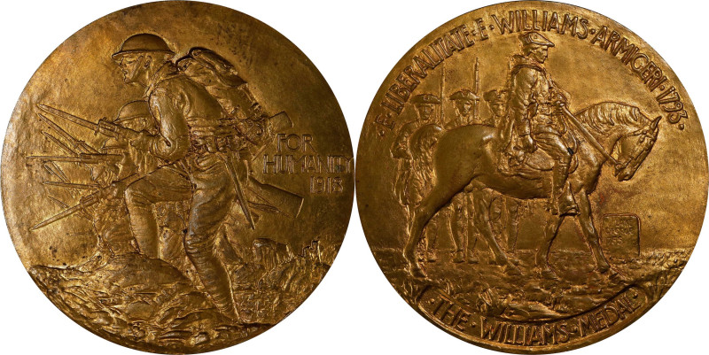 1918 The Williams Medal. By James Earle Fraser. Bronze. Choice Mint State.
72 m...