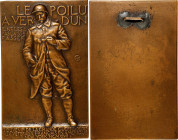 1927 Poilu at Verdun Plaque. Uniface. By John Flanagan. Bronze. Choice Mint State.
50.5 mm x 80.5 mm. French soldier, facing, smoking pipe, inscripti...