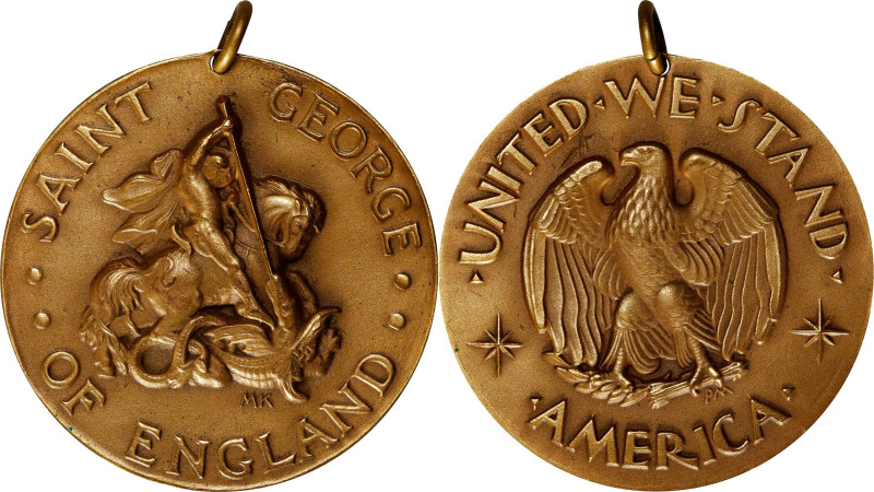 Undated World War II Saint George of England / United We Stand America Medal. By...