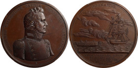 "1812" Captain William Bainbridge / USS Constitution vs. HMS Java Medal. Julian NA-4. Bronze. Specimen-63 (PCGS).
65 mm.

Estimate: $350