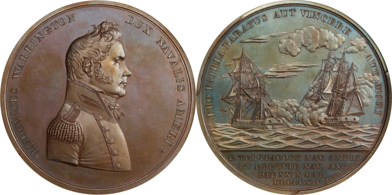 "1814" Captain Lewis Warrington / USS Peacock vs. HMS Epervier Naval Medal. Juli...