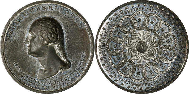 1889 Inaugural Centennial Thirteen Links Medal. Musante GW-187, Douglas-52A. Whi...
