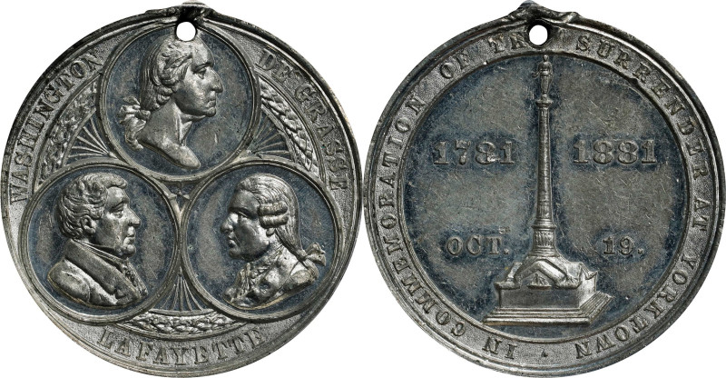 1881 Yorktown Monument Medal. Musante GW-965, Baker-453B, HK-Unlisted, socalledd...