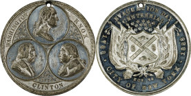 1883 Evacuation Day - Washington, Knox and Clinton Medal. Musante GW-1012, Baker-458A. White Metal. Mint State.
33 mm. Pierced for suspension.
From ...