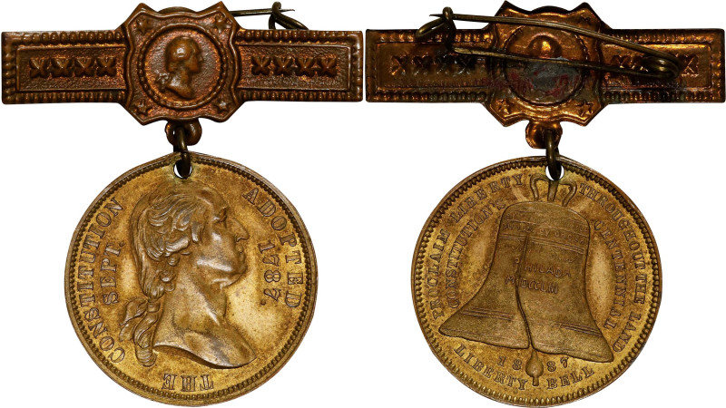 1887 Constitutional Centennial - Liberty Bell Medal. Musante GW-1053, Baker-1808...