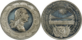 1889 Inaugural Centennial Brooklyn Bridge Medal, with Sun. Musante GW-1087A, Douglas-7A. White Metal. Mint State, Hairlines.
51 mm.
From the Ken Beu...