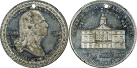 1889 Inaugural Centennial George Washington First President - Federal Hall Medal. Musante GW-1097, Douglas-23. White Metal. Mint State.
32 mm. Pierce...