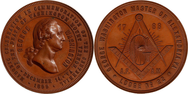 1899 Alexandria VA. Lodge A.F.A.M. Death centennial Medal. Baker-1836. Bronze. M...