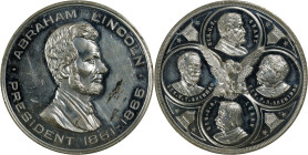 "1865" Abraham Lincoln Union Generals Medal. Cunningham 6-010W, King-173. White Metal. About Uncirculated.
45 mm.

Estimate: $200