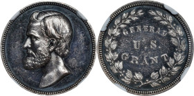 Undated General Ulysses S. Grant Medalet. By Anthony C. Paquet. Julian-Unlisted. Silver. MS-61 (NGC).
18 mm. Obv: Similar to Julian PR-42, with a lef...
