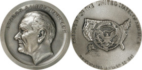 1965 Lyndon Baines Johnson Inaugural Medal. Dusterberg-OIM 16S64, MacNeil-LBJ 1965-3. Silver. No. 7266. Mint State.
64 mm. 4.87 troy ounces, .999+ fi...