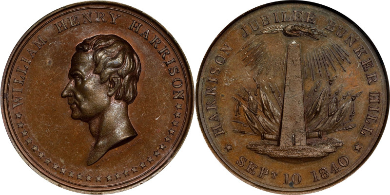 "1840" (ca. 1860) William Henry Harrison Campaign Medal. Restrike. DeWitt-WHH 18...