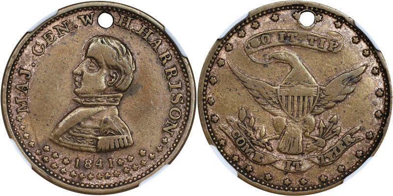 1841 William Henry Harrison Campaign Medal. DeWitt-WHH 1840-34. Brass. EF-40 (NG...