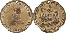 1840 Martin Van Buren Campaign Medal. DeWitt-MVB 1840-9, HT-A800. Brass. MS-62 (NGC).
24 mm. Pierced for suspension.

Estimate: $200