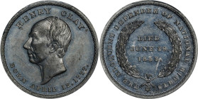 "1852" (1861) Henry Clay Memorial Medal. Satterlee-143, Schenkman-C2. White Metal. MS-63 (PCGS).
31 mm.

Estimate: $150