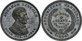 1860 Abraham Lincoln Campaign Medal. DeWitt-AL 1860-38, Cunningham 1-490W, King-35. White Metal. MS-61 (PCGS).
31 mm.

Estimate: $250