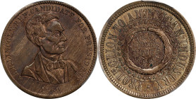1860 Abraham Lincoln Campaign Medal. DeWitt-AL 1860-51, Cunningham 1-620C, King-48. Copper. MS-63 BN (PCGS).
27 mm.

Estimate: $300
