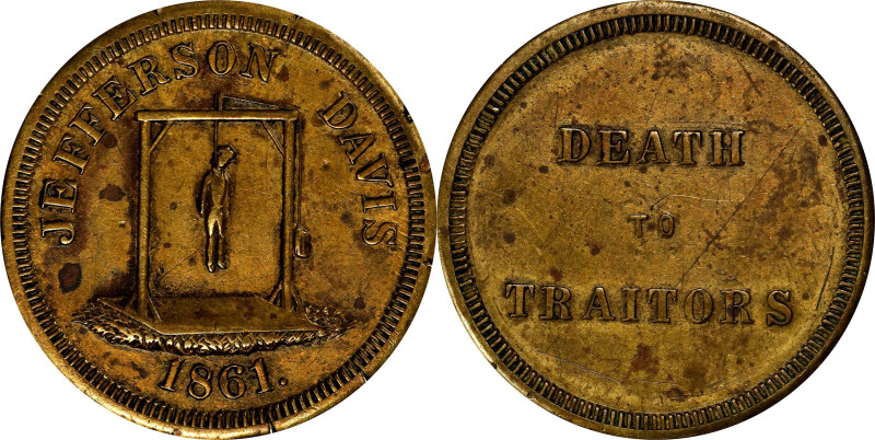 1861 Anti-Confederate Jefferson Davis CSA Presidential Election Medal. DeWitt-C ...