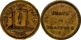 1861 Anti-Confederate Jefferson Davis CSA Presidential Election Medal. DeWitt-C 1861-13. Brass. Extremely Fine, Cleaned, Reverse Scratches.
24 mm.
F...