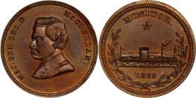 "1862" (1864) George B. McClellan / Monitor Campaign Medal. DeWitt-GMcC 1864-24, Schenkman MO-19. Copper. Unc Details--Obverse Spot Removed (NGC).
28...