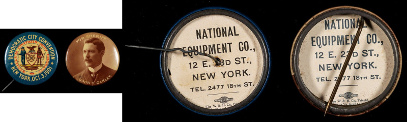 Lot of (2) Political Buttons from New York City. By National Equipment Co., New ...