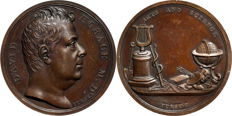 Undated Dr. David Hosack Medal. Julian PE-15. Bronze. Mint State.
34 mm.

Est...