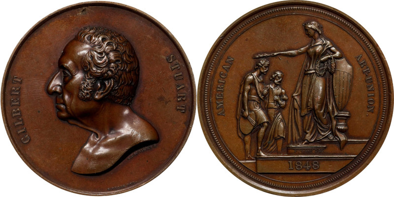 1848 American Art Union Gilbert Stuart Medal. Julian PE-33. Bronze. About Uncirc...